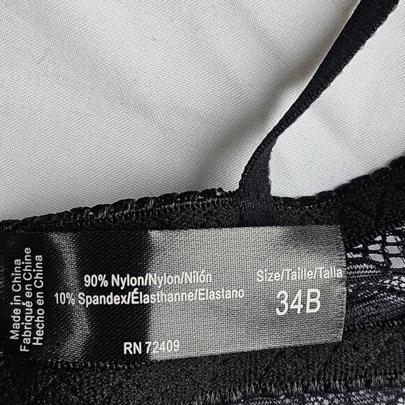 Rene Rofe Black Lace Balconette Bra with Underwire 34B - Picture 5 of 7
